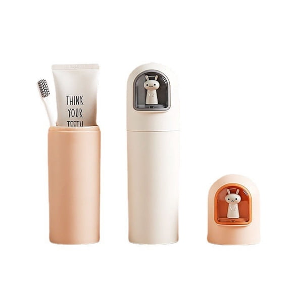 Wovilon Water Bottles Creative Cartoon Press Button Travel Wash Cup Portable Sealed Tooth Cup Toothbrush Toothpaste Storage Box Mouthwash Cup
