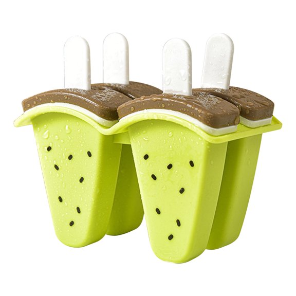 Wovilon Watermelon Shape Popsicle Mold (Green), Ice Popsicle Moulds with Handles Reusable Easy to Demould Drip-Proof Homemade Popsicle Ice Cream DIY Good Fruit Popsicle