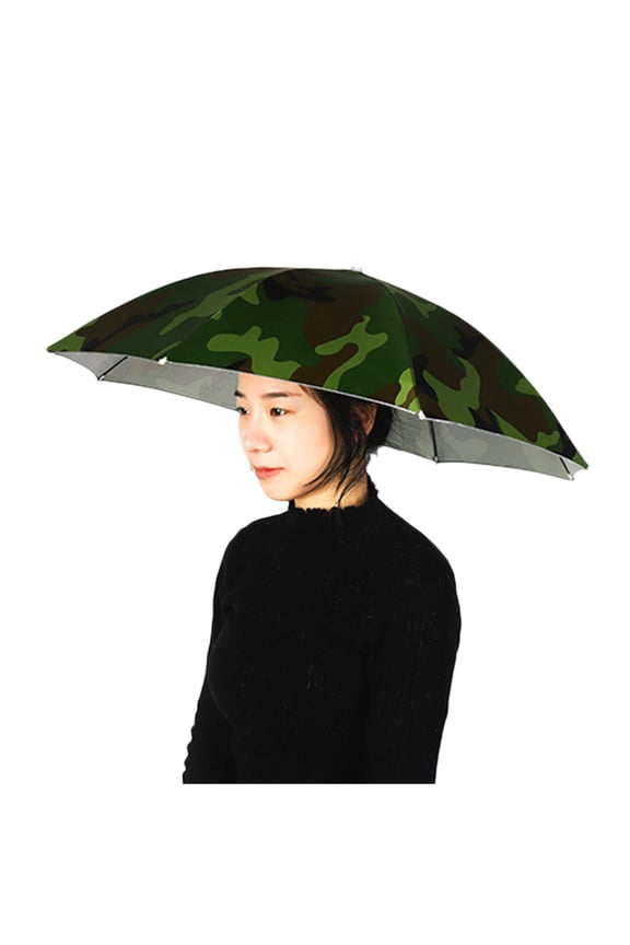 Windproof Folding Head Beach Umbrella For Rain, Green