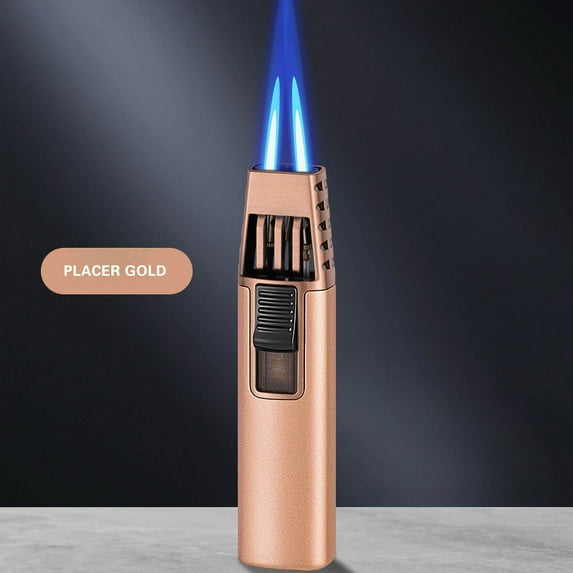 Wovilon Windproof Straight Torch Blue Flame Lighter Butane Torch Turbine Torcher Inflatable Gas Windproof Lighter Refillable Butane Lighter For Outdoor BBQ Baking