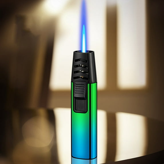 Wovilon Windproof Straight Torch Blue Flame Lighter Butane Torch Turbine Torcher Inflatable Gas Windproof Lighter Refillable Butane Lighter For Outdoor BBQ Baking