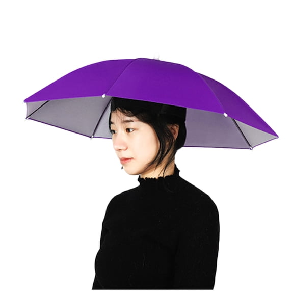Wovilon Windproof Unobstructed View Unisex Head Umbrella Hat, Purple