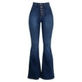 thumbnail image 1 of Wovilon Flare Jeans, Bell Bottom Jeans for Women, Women Button Up Bell Bottom Jeans Ripped Flare Fitted Denim Pants Size, 1 of 5