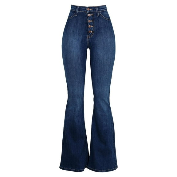 Wovilon Flare Jeans, Bell Bottom Jeans for Women, Women Button Up Bell Bottom Jeans Ripped Flare Fitted Denim Pants Size