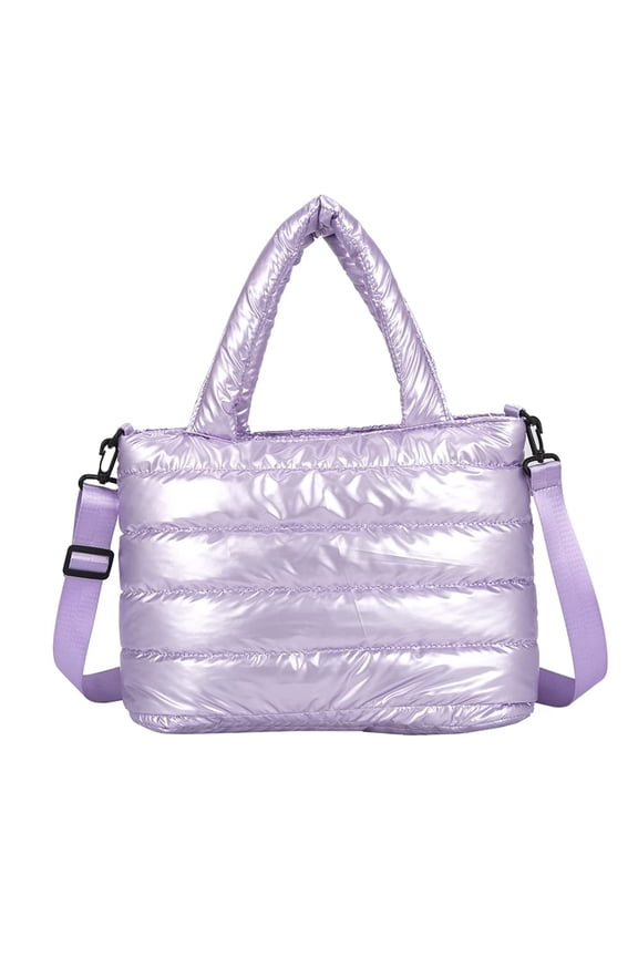 Women'S Tote Bag Large Shoulder Bag,Tote Padded Winter Handbag Space Tote Bag Feather Shoulder Bag Shopping