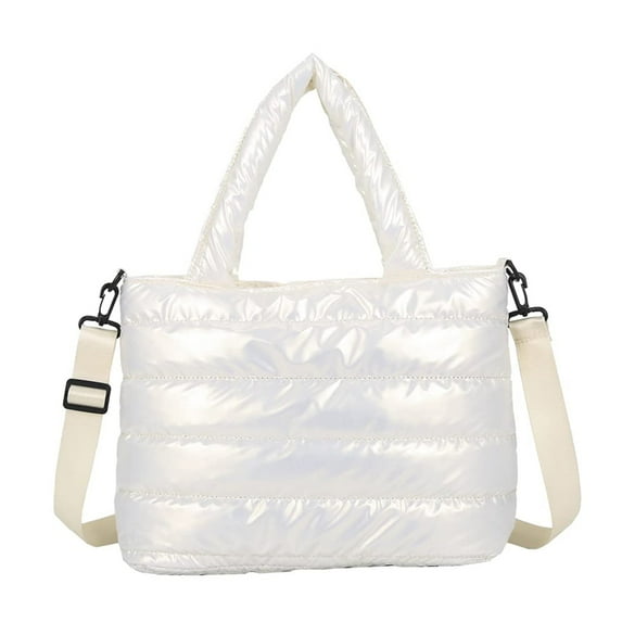 Wovilon Women'S Tote Bag Large Shoulder Bag,Tote Padded Winter Handbag Space Tote Bag Feather Shoulder Bag Shopping
