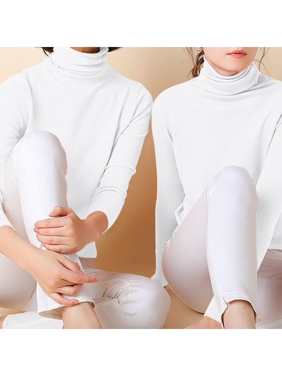 Women Turtleneck Long Sleeve Knit Top Soft Cotton Pullover Slim Fit Basic Layering Shirt Solid Color 9 Colors Available Sizes S to XXL
