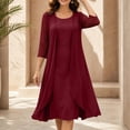 thumbnail image 1 of Wovilon Women's 2-Piece Chiffon Midi Dress Set with Open Front Cardigan and Sleeveless Round Neck Tank Dress, Elegant Layered Outfit for Vacation and Daily Wear, 1 of 9