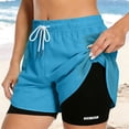 thumbnail image 1 of Wovilon Women's 2 in 1 Running Shorts with Mesh Overlay, Plus Size Double Layer Workout Bottoms, Quick Dry Drawstring Activewear for Summer Gym, 1 of 6