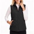 thumbnail image 1 of Wovilon Women's Diamond Quilted Puffer Vest Stand Collar Full Zip Sleeveless Lightweight Lined Outerwear with Pockets Casual Fall Winter, 1 of 6
