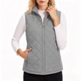 thumbnail image 1 of Wovilon Women's Diamond Quilted Puffer Vest Stand Collar Full Zip Sleeveless Lightweight Lined Outerwear with Pockets Casual Fall Winter, 1 of 6