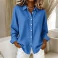 thumbnail image 1 of Wovilon Women's Gingham Check Button-Down Long Sleeve Shirt with Relaxed Fit, Collared Curved Hem Design for Spring Casual Office Work and Vacation Travel, 1 of 6