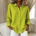 thumbnail image 1 of Wovilon Women's Gingham Check Button-Down Long Sleeve Shirt with Relaxed Fit, Collared Curved Hem Design for Spring Casual Office Work and Vacation Travel, 1 of 6