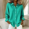 thumbnail image 1 of Wovilon Women's Gingham Check Button-Down Long Sleeve Shirt with Relaxed Fit, Collared Curved Hem Design for Spring Casual Office Work and Vacation Travel, 1 of 6