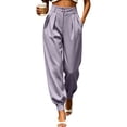 thumbnail image 1 of Wovilon Women's High Waist Pleated Tapered Ankle Pants with Pockets, Double Button Closure Work Trousers for Office Commute Business Casual Spring Fall Everyday Wear, 1 of 7