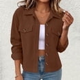 thumbnail image 1 of Wovilon Women's Jacket, Cropped Fit with Button Front and Flap Pockets, Corduroy Fabric for Fall Winter, 1 of 5