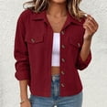 thumbnail image 1 of Wovilon Women's Jacket, Cropped Fit with Button Front and Flap Pockets, Corduroy Fabric for Fall Winter, 1 of 6