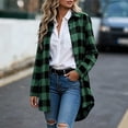 thumbnail image 1 of Wovilon Women's Long Sleeve Plaid Button Down Shacket, Collared Loose Fit Casual Lightweight Jacket Top, Checkered Tunic Blouse for Fall Spring Work Vacation Daily Wear, 1 of 7