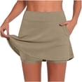 thumbnail image 1 of Wovilon Women's Mid Waist Skort with Built-in Inner Shorts and Elastic Waistband, Athletic Stretch Mini A-Line Solid Color Skirt for Tennis Golf Running Summer Everyday, 1 of 3