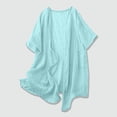 thumbnail image 1 of Wovilon Women's Open Front Short Sleeve Cardigan with Patch Pockets and Textured Cotton Linen Blend, Relaxed Fit Casual Summer Beach Cover-Up for Vacation Everyday Wear, 1 of 9