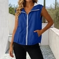 thumbnail image 1 of Wovilon Women's Sleeveless Zip Up Hooded Vest, Lightweight Summer Sun Protection Jacket with Drawstring Hem, Mesh Lined Casual Outdoor Coat, Solid Color Activewear for Running and Travel, 1 of 8