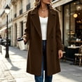 thumbnail image 1 of Wovilon Women's Tweed Coat Notch Lapel Button Down Mid-Length Wool Blend Overcoat Top 8 Colors Fall Winter, 1 of 8