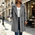 thumbnail image 1 of Wovilon Women's Tweed Coat Notch Lapel Button Down Mid-Length Wool Blend Overcoat Top 8 Colors Fall Winter, 1 of 8