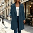 thumbnail image 1 of Wovilon Women's Tweed Coat Notch Lapel Button Down Mid-Length Wool Blend Overcoat Top 8 Colors Fall Winter, 1 of 8