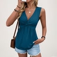 thumbnail image 1 of Wovilon Women's V-Neck Sleeveless Twist Front Tank Top, Pleated Empire Waist A-Line Blouse, Solid Color Summer Casual Tunic Shirt for Women, 1 of 9