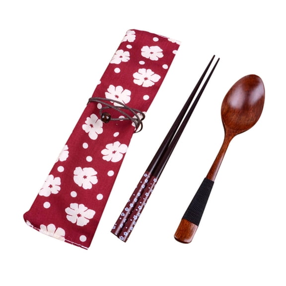 Wovilon Wooden Chopsticks Spoons Set, Portable Set, Wooden Couple Tableware