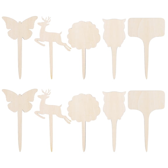 Wovilon Wooden Sign Creative Gardening Plant Label Can Write Insert Ground 10Pcs