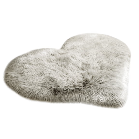 Wovilon Wool Imitation Sheepskin Rugs Faux Fur Non Slip Bedroom Shaggy Carpet Mats Heart-Shaped Imitation Wool Rug 30*40
