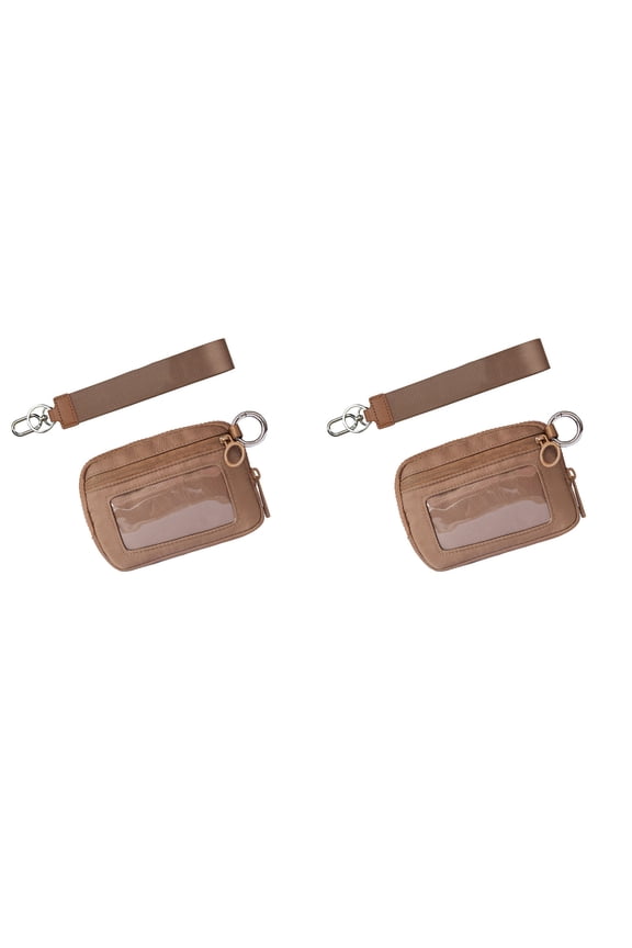 Wristlet Zip Card Case With ID Window Women'S Waterproof Nylon Keychain Wallet