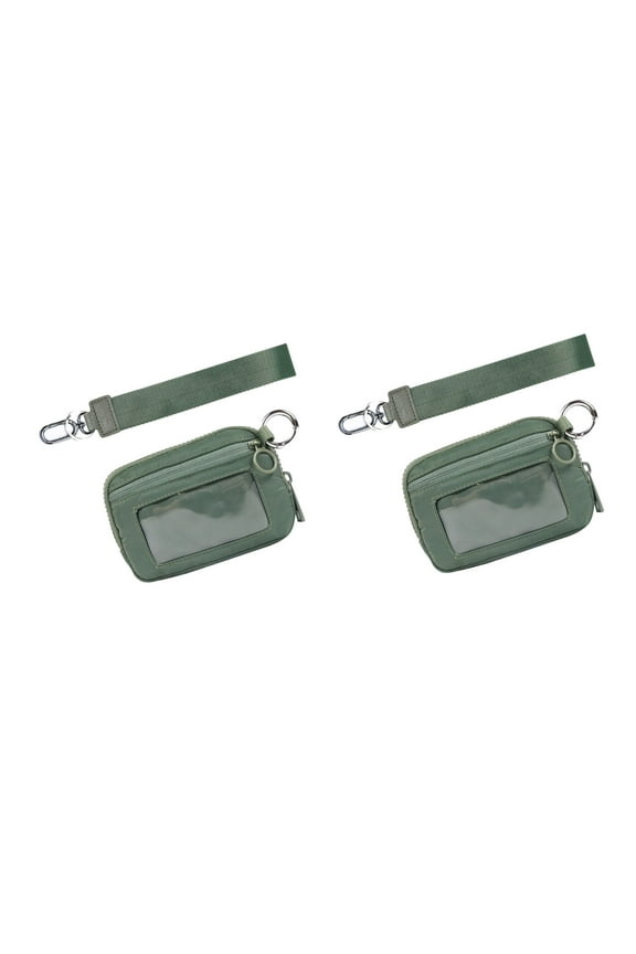 Wristlet Zip Card Case With ID Window Women'S Waterproof Nylon Keychain Wallet