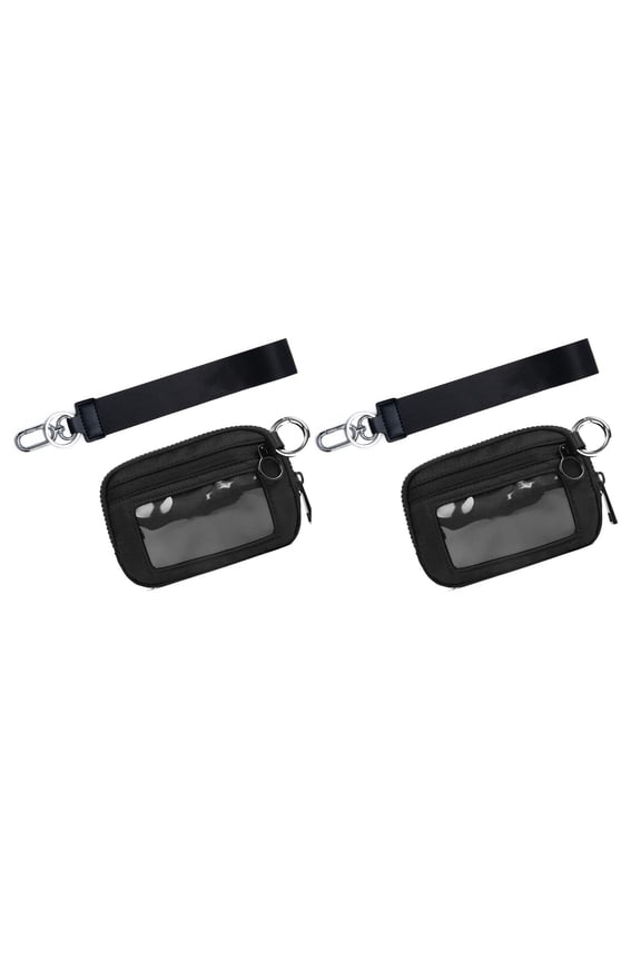 Wristlet Zip Card Case With ID Window Women'S Waterproof Nylon Keychain Wallet