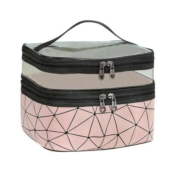 Wovilon Zippered Tote Bag, Portable Bathroom Travel Bag In Waterproof Clear Pvc Double Layer