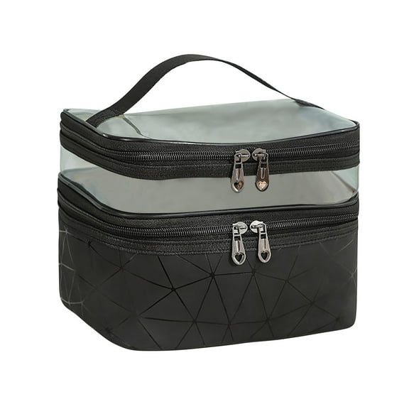 Wovilon Zippered Tote Bag, Portable Bathroom Travel Bag In Waterproof Clear Pvc Double Layer