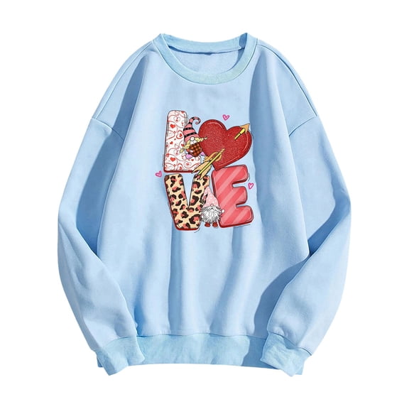 Wovix Basic Valentine's Day Oversized Sweatshirt for Women Crewneck Long Sleeve Casual Pullover Soft Daily Funny Graphic Sweater Festival Streetwear