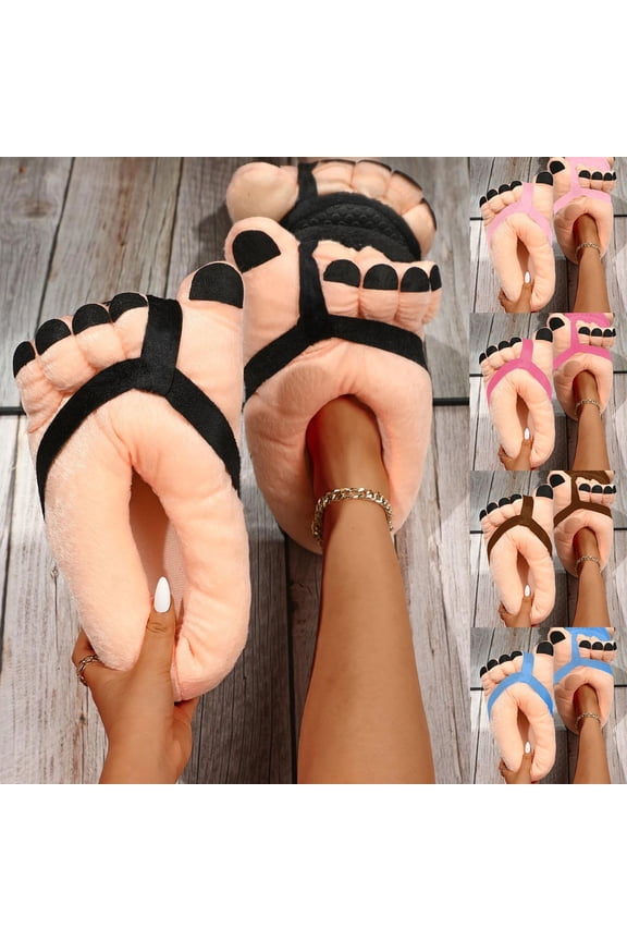 Big Toe Shoes Cartoon Toe Shoes Warm Soft Slippers Male Female Winter Cartoon Funny Indoor Shoes Soft 礼物 Shoes Black One Size