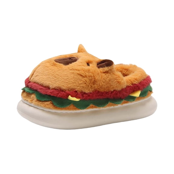 Wovix Capybara Plush Slippers Women's Cute Warm Fuzzy Kawaii Slides -on Swollen Feet Slippers Wide Non- Indoor Outdoor Shoes Flip Cartoon Animal Yellow 43