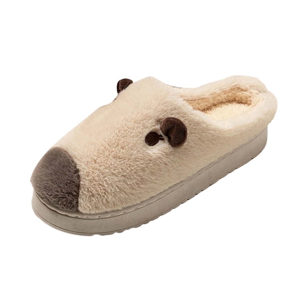 Wovix Capybara Slippers Cute Fuzzy Slippers for Women Plush Thermal Slippers Funny Novelty Soft Gift Winter House Shoes Bedroom Dormitory Khaki 41