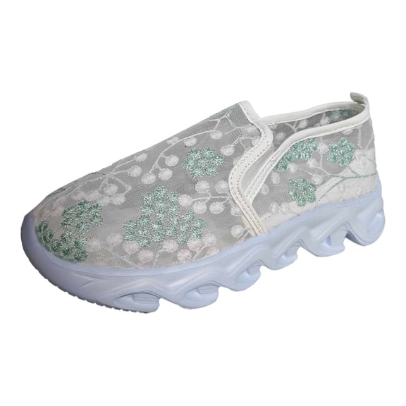 Wovix Fashion Sneakers for Women Floral Embroidery Breathable Sheer Mesh Lace Sneakers on Sneakers Platform Wedge Sneakers Dressy Casual Walking Shoes