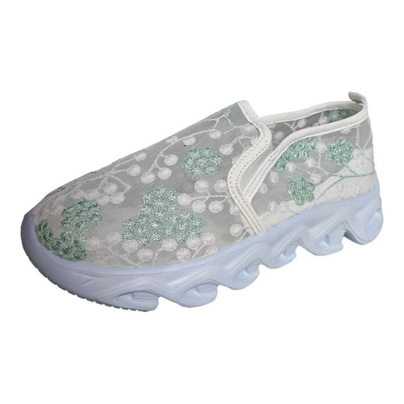 Wovix Fashion Sneakers for Women Floral Embroidery Breathable Sheer Mesh Lace Sneakers on Sneakers Platform Wedge Sneakers Dressy Casual Walking Shoes