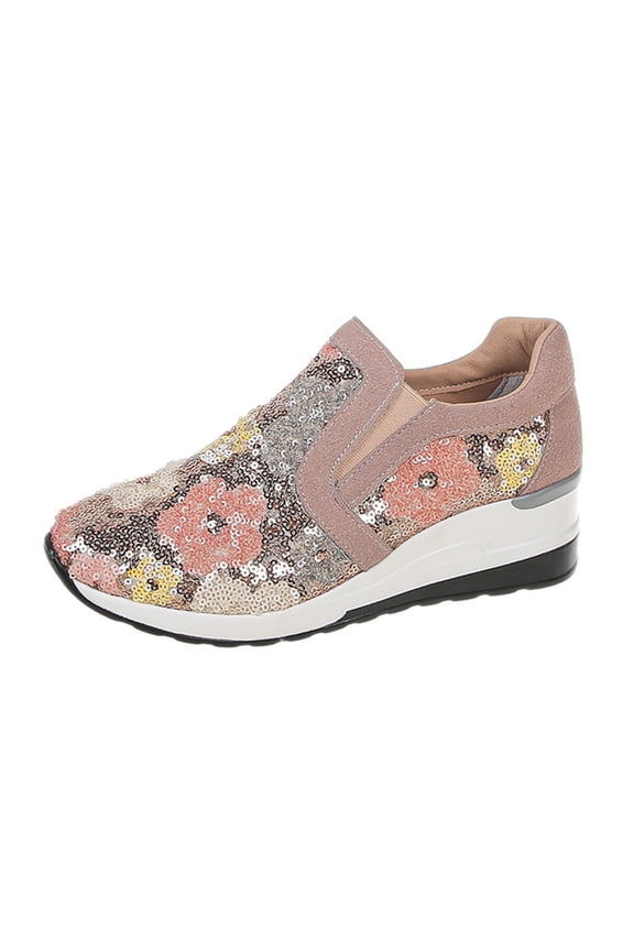 Fashion Sneakers for Women Floral Embroidery Breathable Sheer Mesh Lace on Platform Wedge Dressy Casual Walking Shoes Pink 41