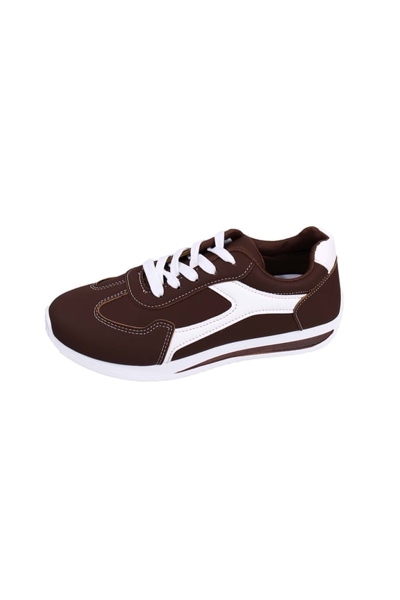 Fashion Sneakers for Women Lightweight Lace-Up with Memory Foam Insoles Trendy Non-Slip Comfortable Shoe Brown 42