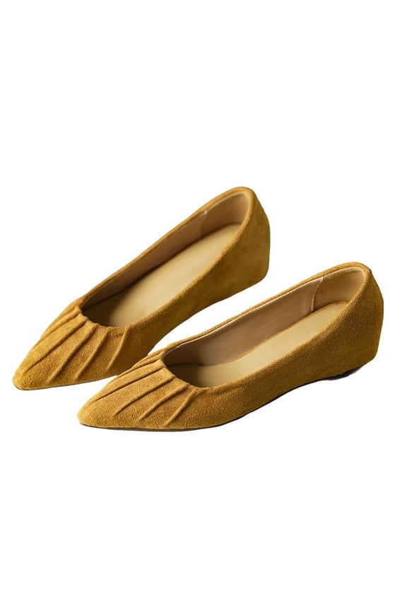 Flats for Womens Pointed Toe Ballet Flats Comfortable Solid Comfy Dressy Daily Work Shoes Yellow 42