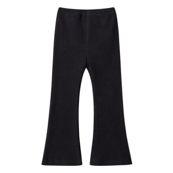 Wovix Girls Ribbed Flared Pants Cotton Ruffle Leggings Bell Bottoms Solid Casual High Wasited Pants