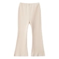thumbnail image 1 of Wovix Girls Ribbed Flared Pants Cotton Ruffle Leggings Bell Bottoms Solid Casual High Wasited Pants, 1 of 8