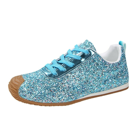 Wovix Glitter Sparkly Fashion Sneakers Shoes For Women Shiny Casual Shoes Bling Sequin Low Cut Lace up Shoes Soft Trendy Streetwear Shoes For Party Show Spring Summer