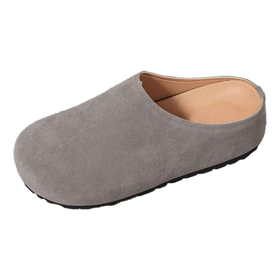 Wovix House Slipper For Women Artificial Leather Clogs Round Toe Shoes Mules Cork Footbed Arch Support Comfort Casual Slip-On Footwear Daily Wear